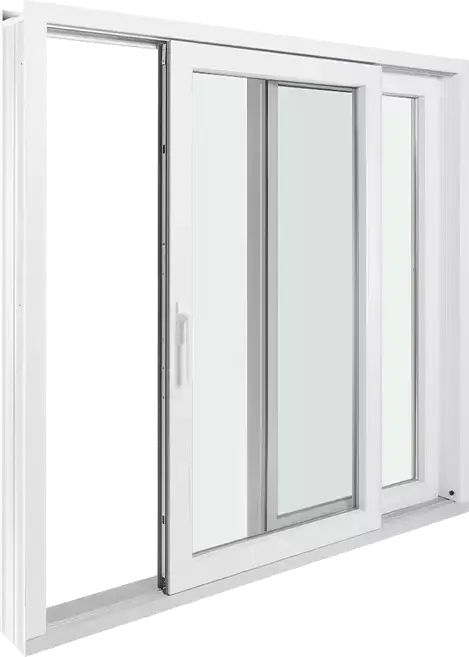 نمای نزدیک از ریل و یراق‌آلات پنجره UPVC