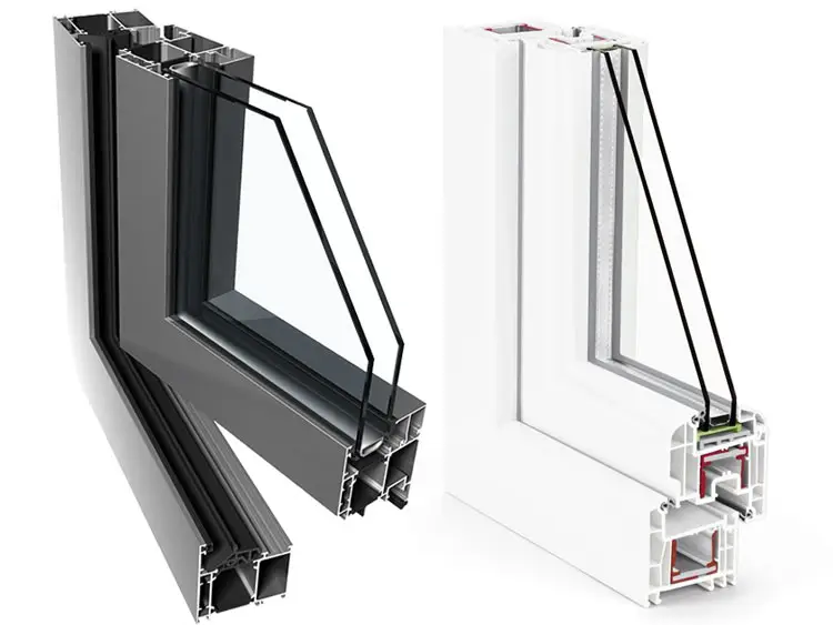 نمای نزدیک از پروفیل درب UPVC با شیشه دوجداره

